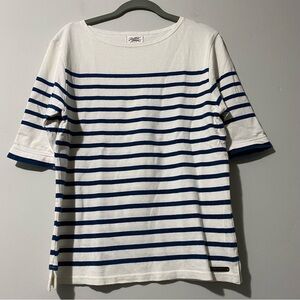 Journal Standard men's white/blue border T-shirt, Japan size M (US S)